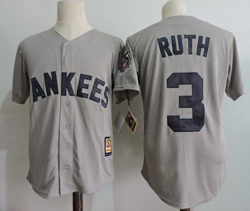 New York Yankees #3 Babe Ruth Mitchell And Ness Gray With 75TH Patch Stitched Jersey,We sell and wholesale New York Yankees #3 Babe Ruth Mitchell And Ness Gray With 75TH Patch Stitched Jersey on line form chian!